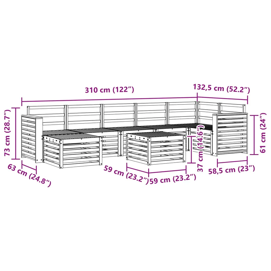 Ensemble de canapés d'extérieur 8 pcs Naturel - 12