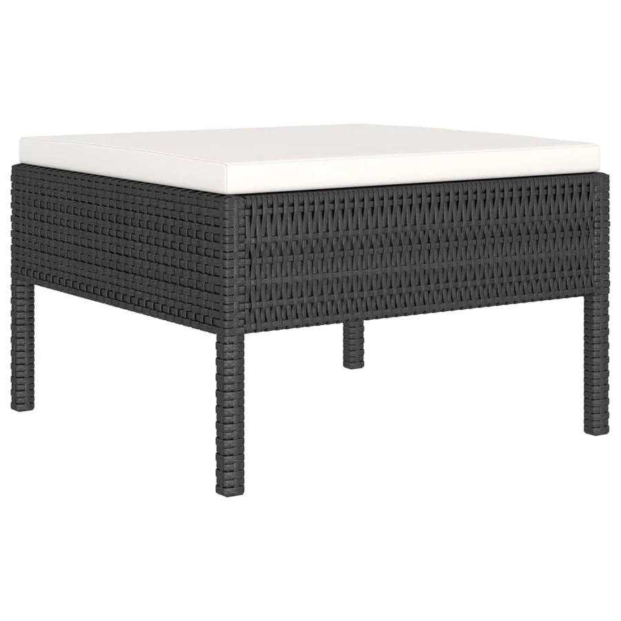 Salon de jardin 10 pcs avec coussins Résine tressée Noir - 5