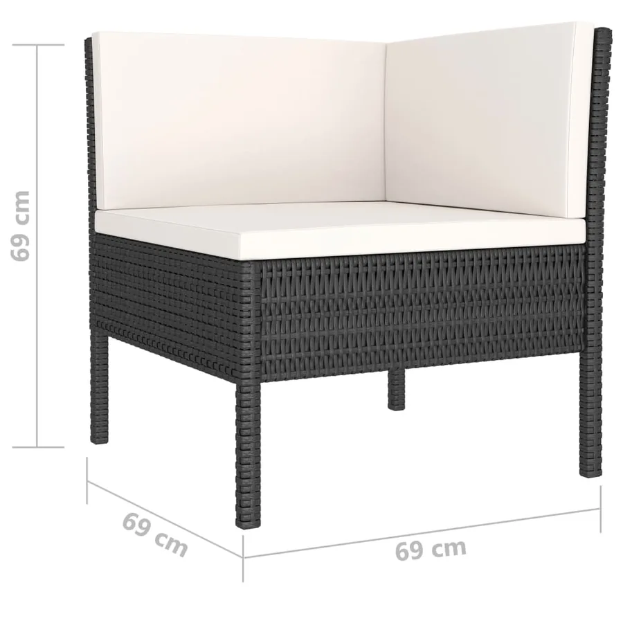 Salon de jardin 10 pcs avec coussins Résine tressée Noir - 6