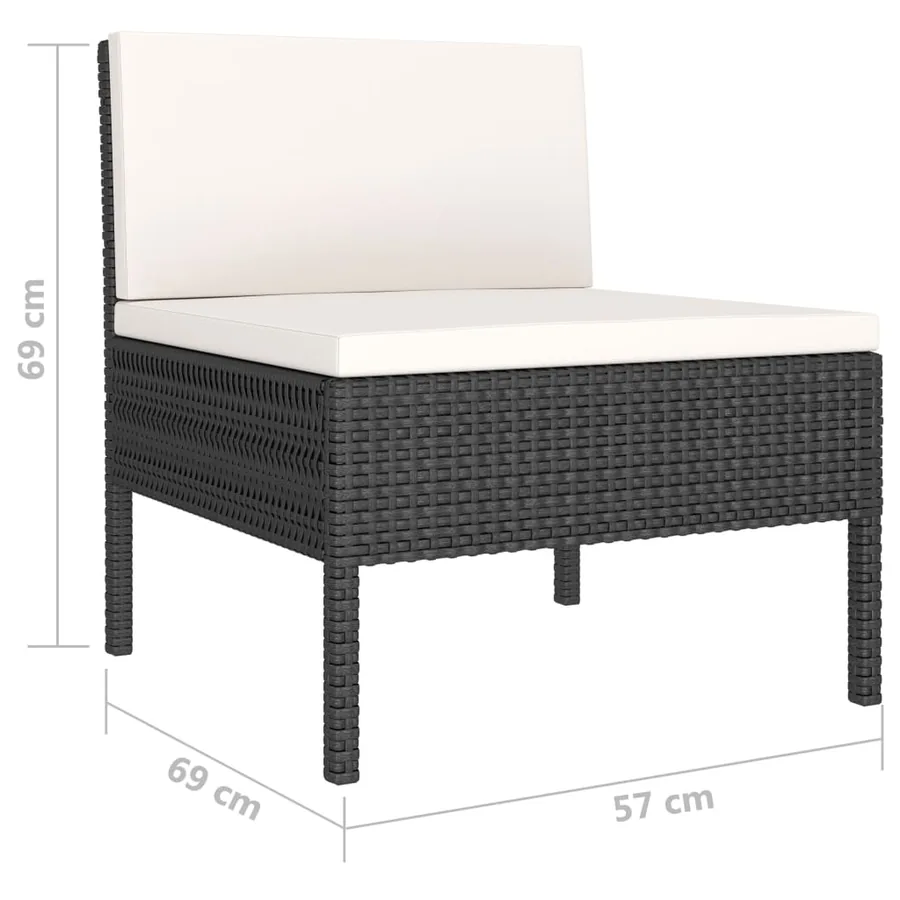 Salon de jardin 10 pcs avec coussins Résine tressée Noir - 7