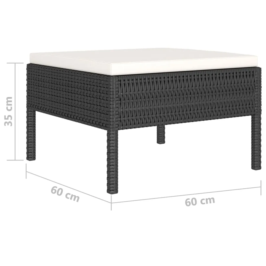 Salon de jardin 10 pcs avec coussins Résine tressée Noir - 8