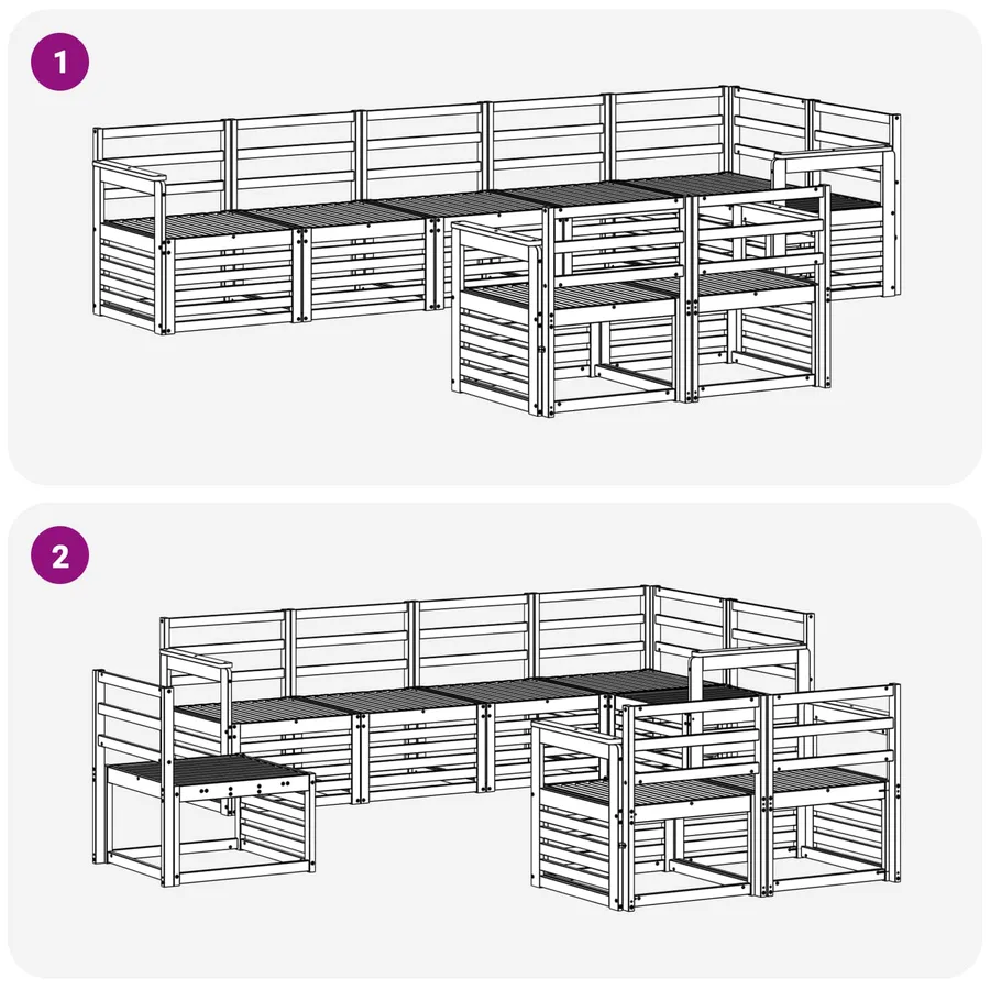 Ensembles de canapés 8 pcs Naturel Bois d'Acacia Massif - 6