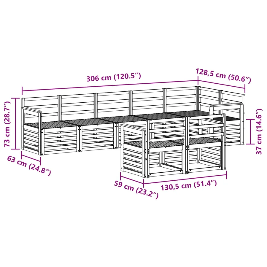 Ensembles de canapés 8 pcs Naturel Bois d'Acacia Massif - 8