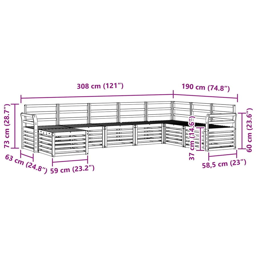 Ensemble de canapés d'extérieur 8 pcs Naturel - 9