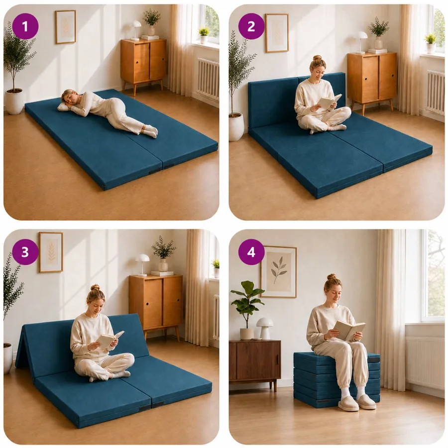 Canapé-lit pliable 140 x 67 x 45 cm Bleu - 9