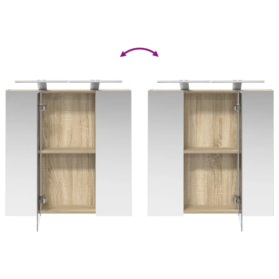 Armoire Miroir de Salle de Bain Chêne Sonoma 70 x 14,5 x 70 cm - 12