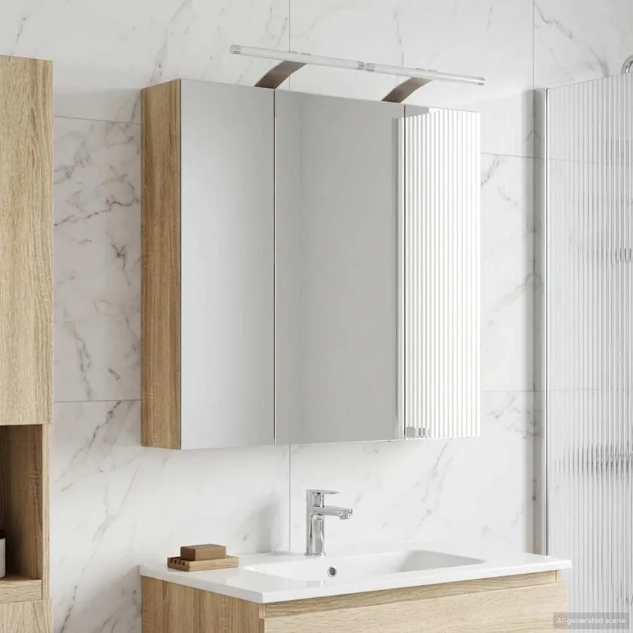 Armoire Miroir de Salle de Bain Chêne Sonoma 70 x 14,5 x 70 cm - 4