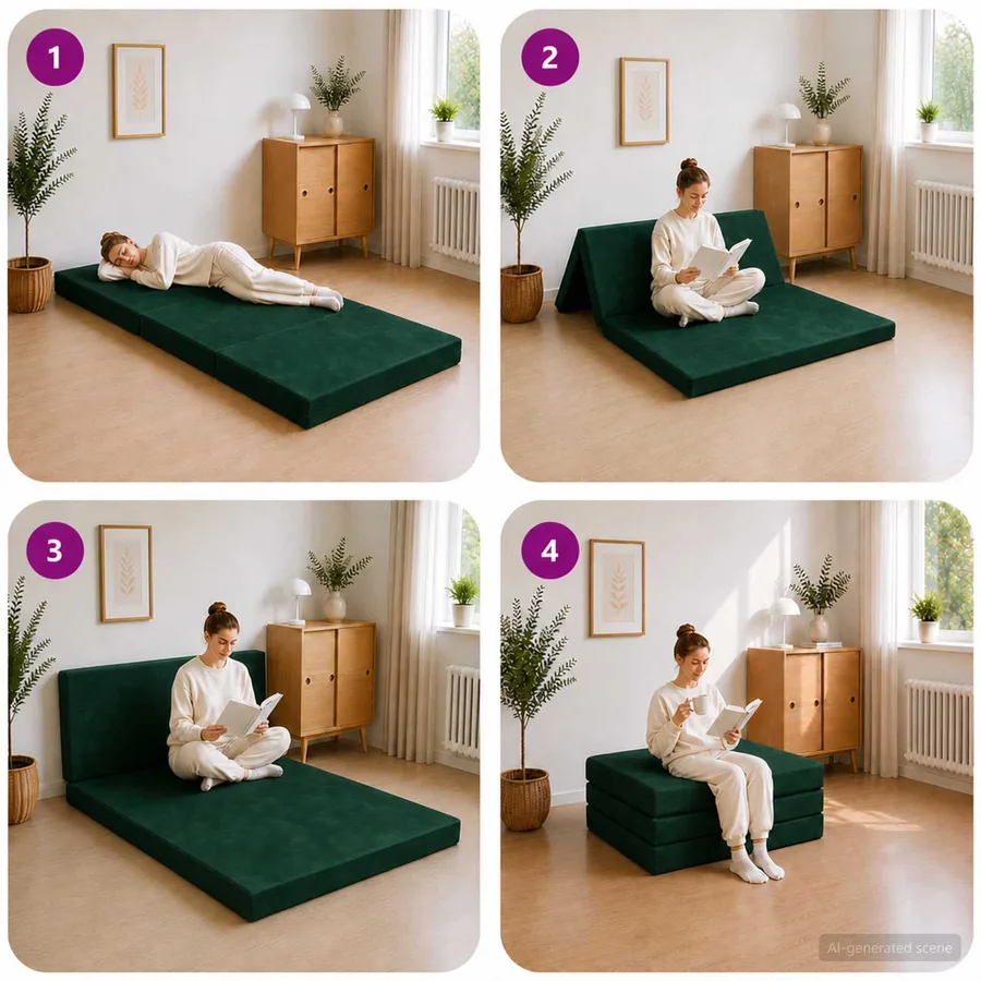 Canapé-lit pliable 90 x 67 x 45 cm Vert foncé - 9