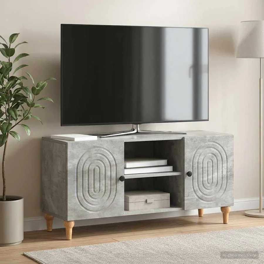 Meuble TV Gris béton 102 x 34,5 x 50 cm Bois d'ingénierie - 4