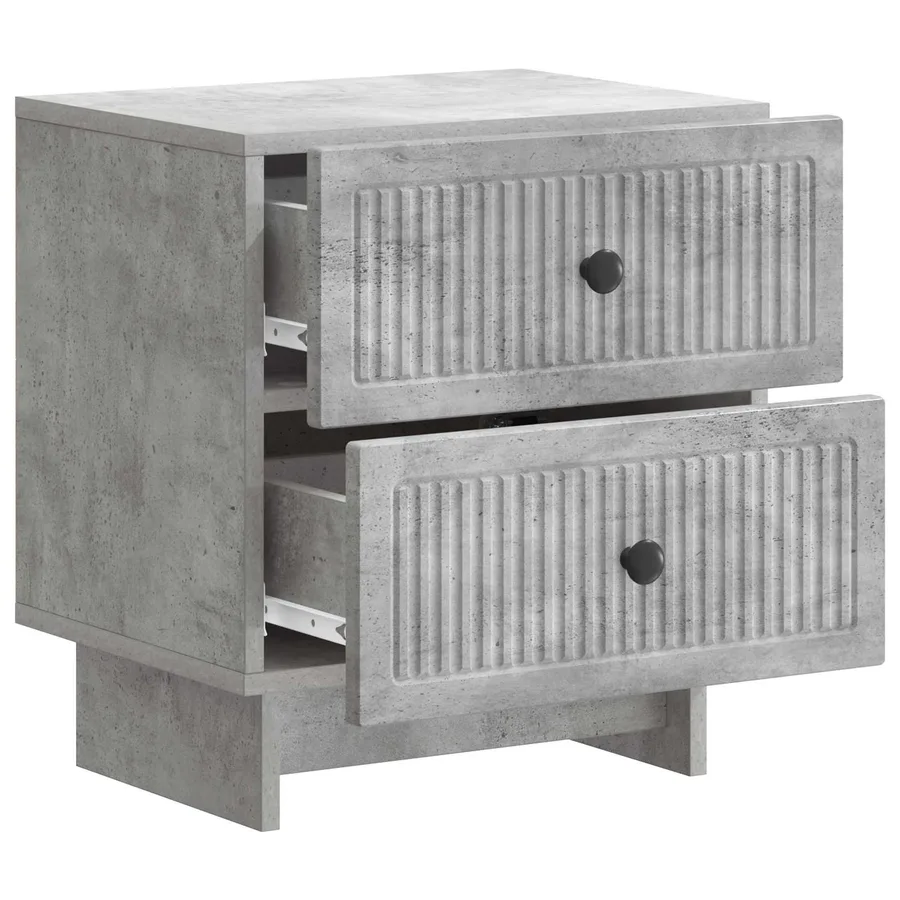Cabinet de chevet avec tiroir Gris béton 43 x 34,5 x 47,5 cm - 4