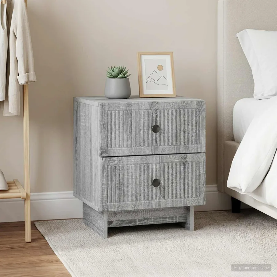 Cabinet de chevet 2 pcs Sonoma gris 43 x 34,5 x 47,5 cm - 4