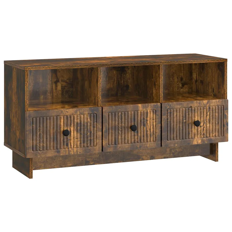Meuble TV Chêne fumé 102 x 34,5 x 50 cm Bois d'ingénierie - 2