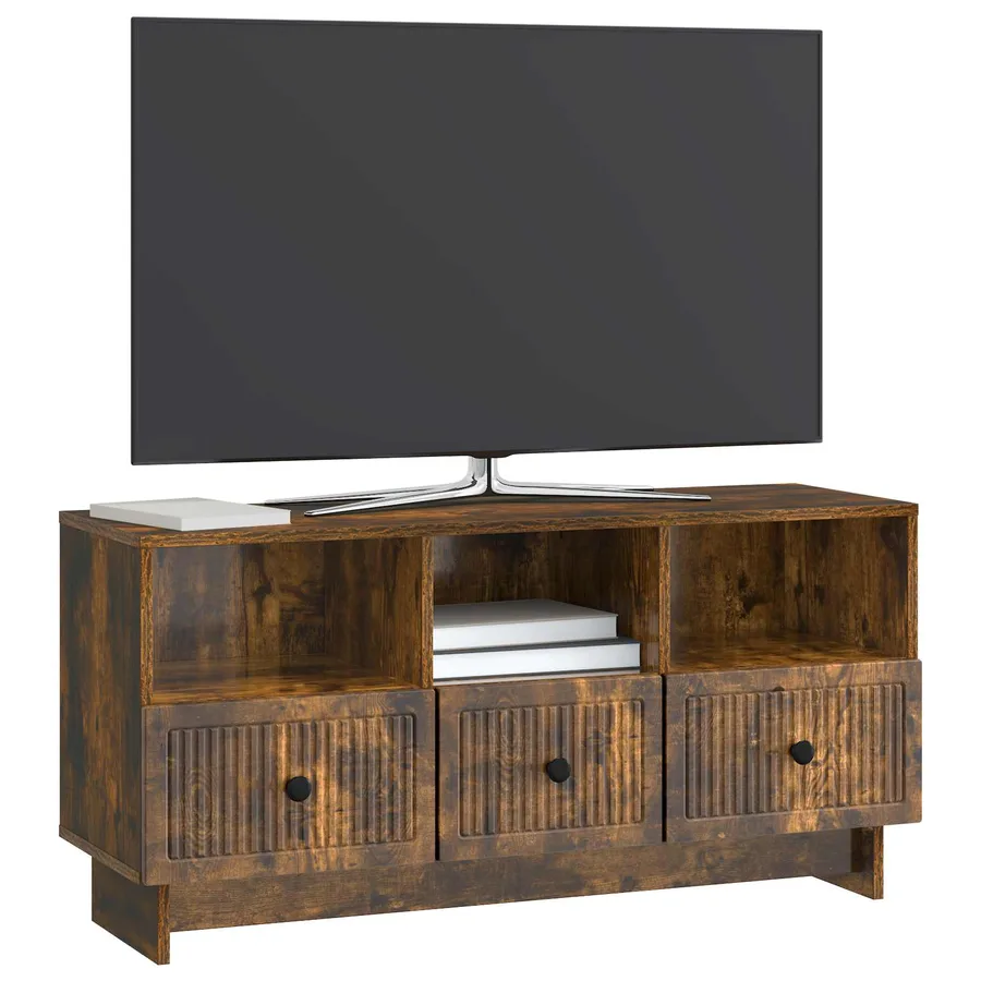 Meuble TV Chêne fumé 102 x 34,5 x 50 cm Bois d'ingénierie - 3