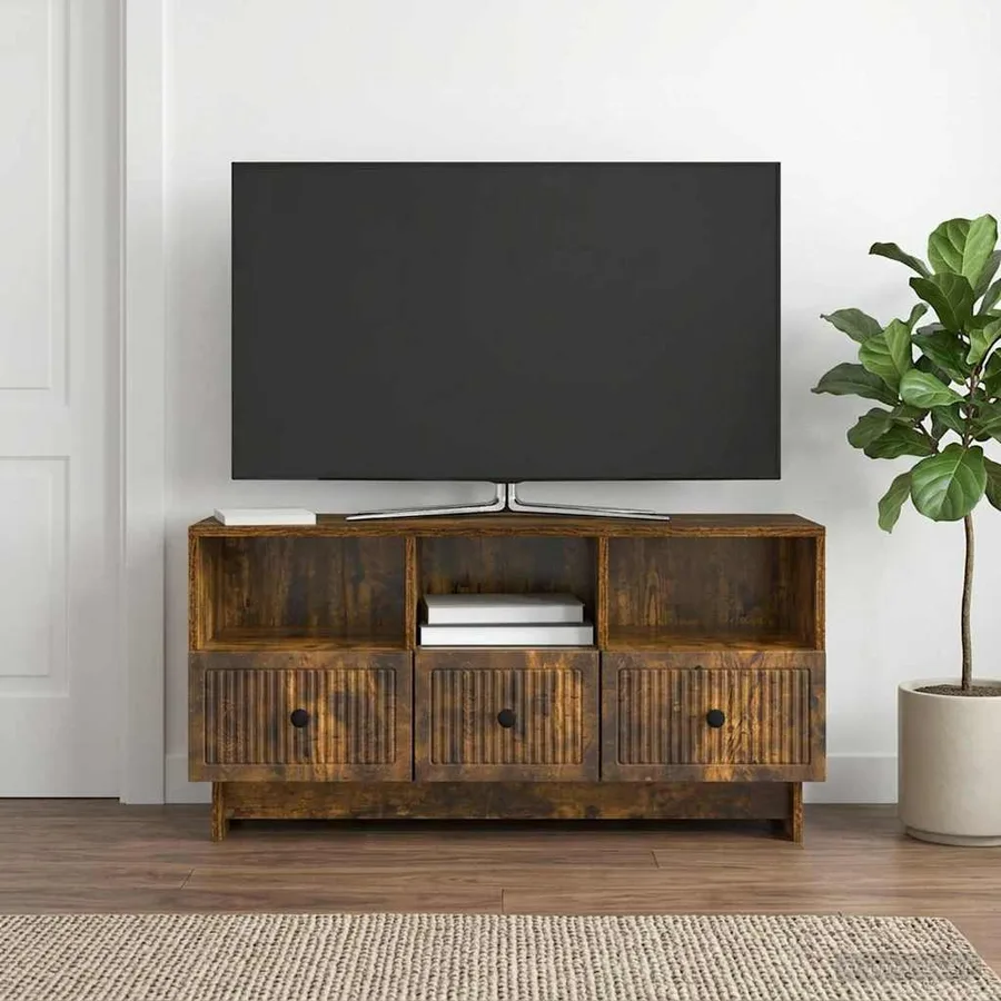 Meuble TV Chêne fumé 102 x 34,5 x 50 cm Bois d'ingénierie - 4