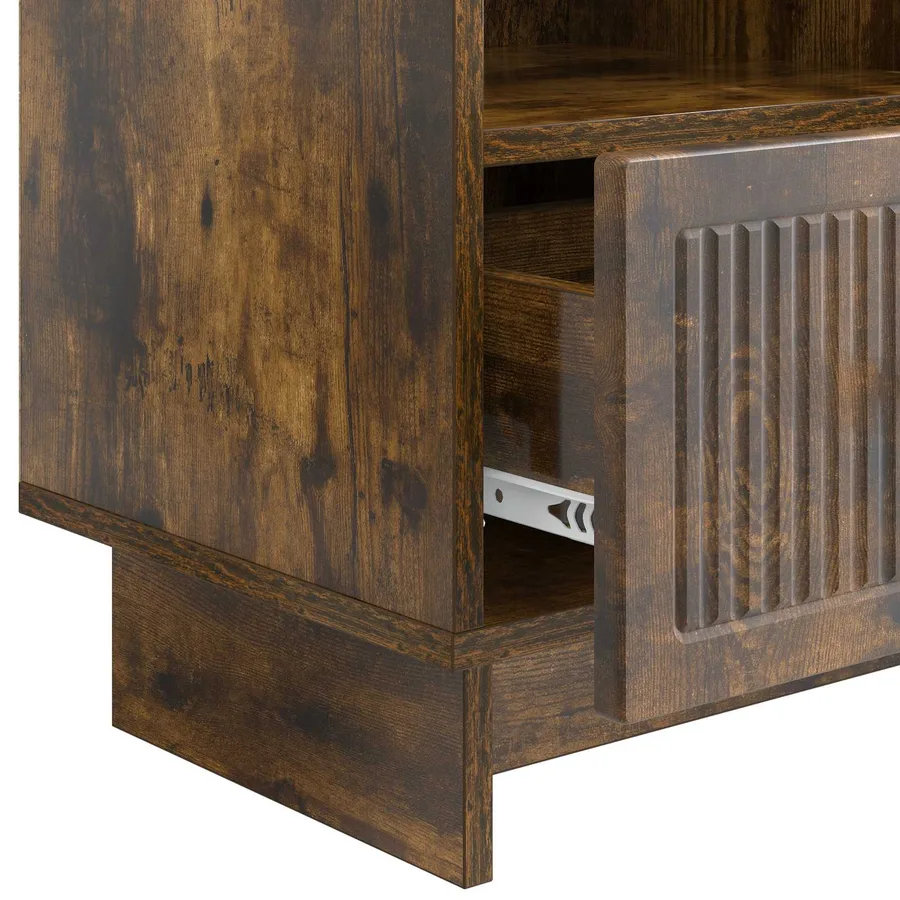 Meuble TV Chêne fumé 102 x 34,5 x 50 cm Bois d'ingénierie - 9