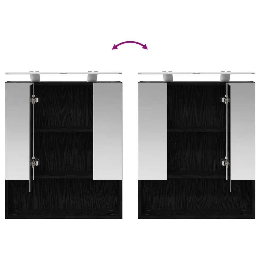 Armoire Miroir de Salle de Bain Chêne noir 60 x 14.5 x 70 cm - 12