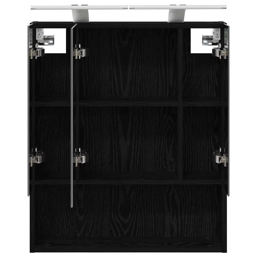 Armoire Miroir de Salle de Bain Chêne noir 60 x 14.5 x 70 cm - 7