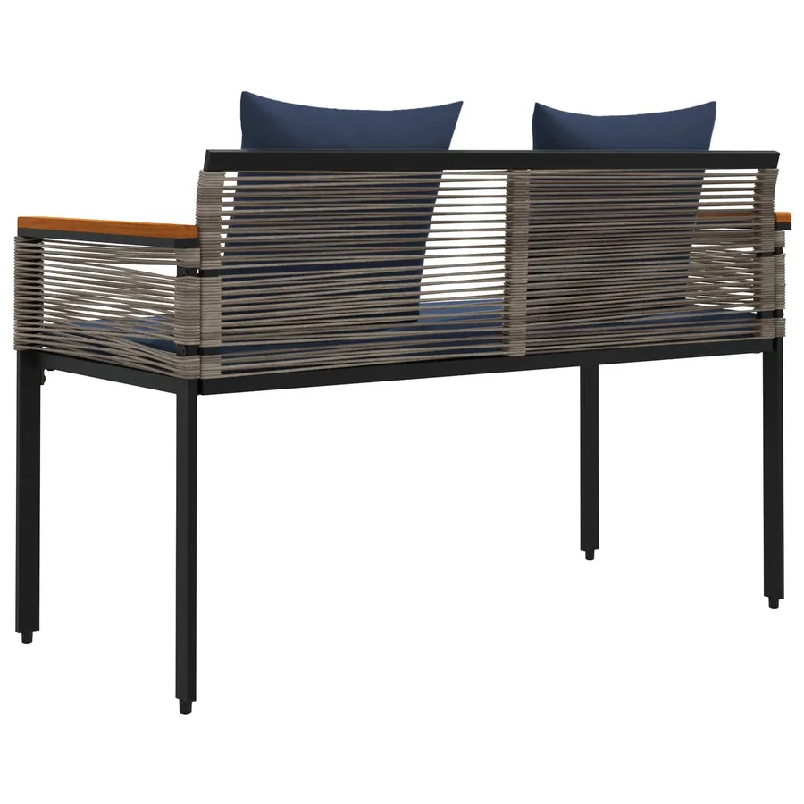 Banc extérieur Gris et bleu marine 117 x 54 x 74.5 cm polyrotin - 7
