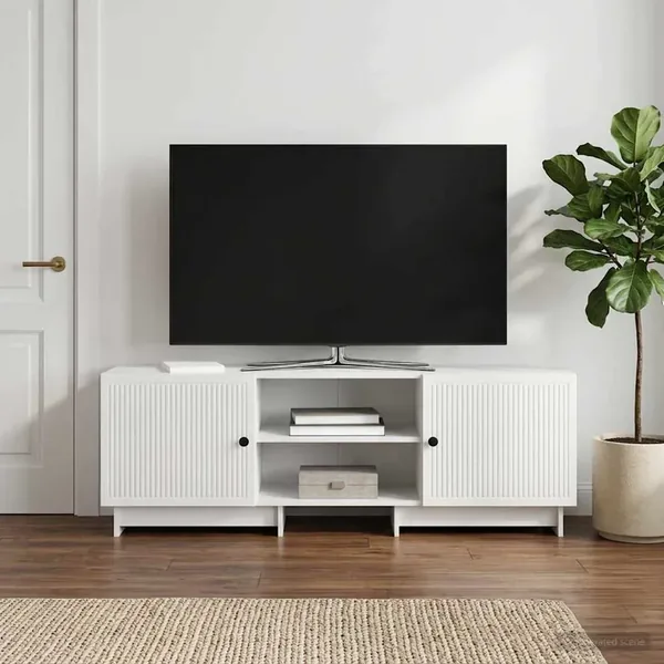 Meuble TV Blanc Brillant 150 x 31 x 50 cm Bois d’ingénierie