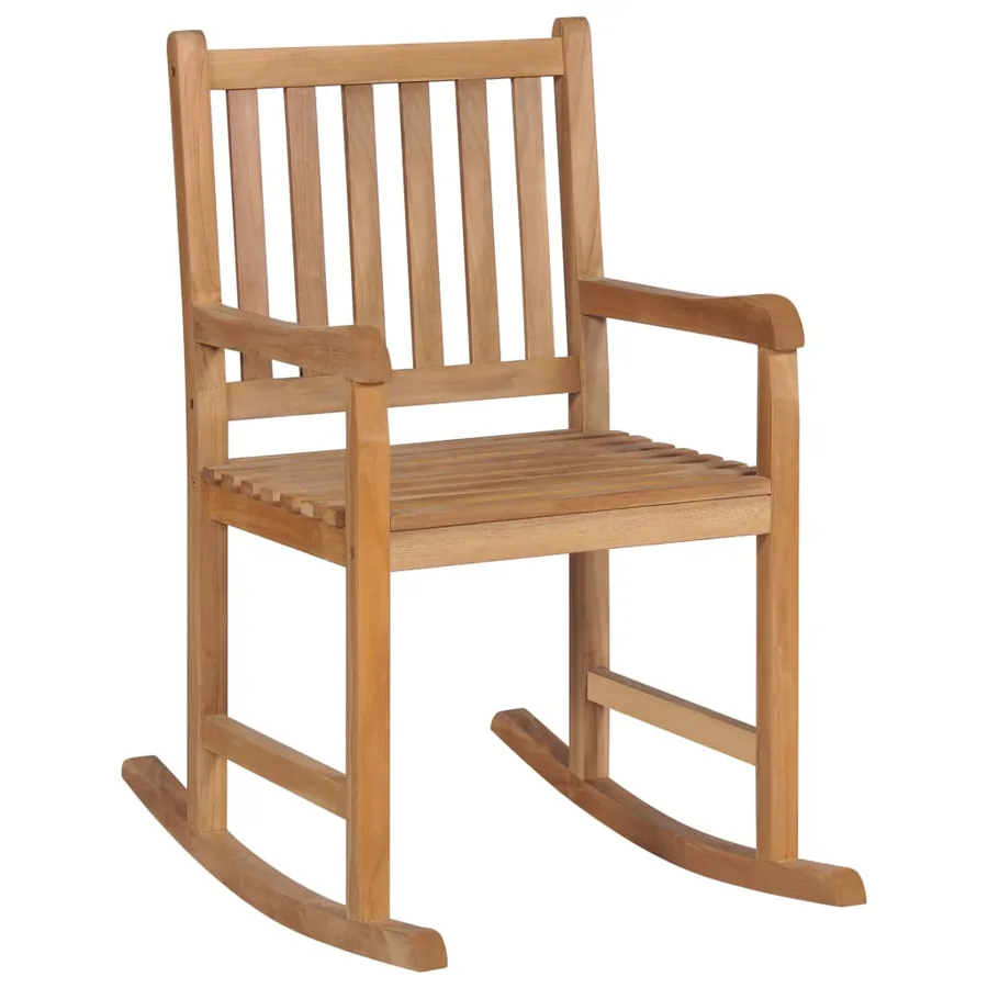 Chaise à bascule avec coussin anthracite Bois de teck solide - 7