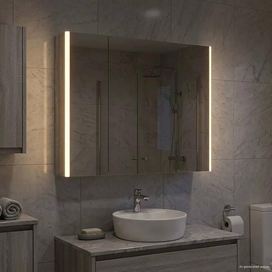 Armoire Miroir de Salle de Bain Gris Sonoma 83,5 x 15,5 x 70 cm