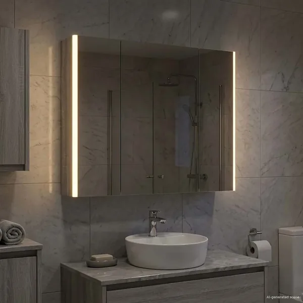 Armoire Miroir de Salle de Bain Gris Sonoma 83,5 x 15,5 x 70 cm