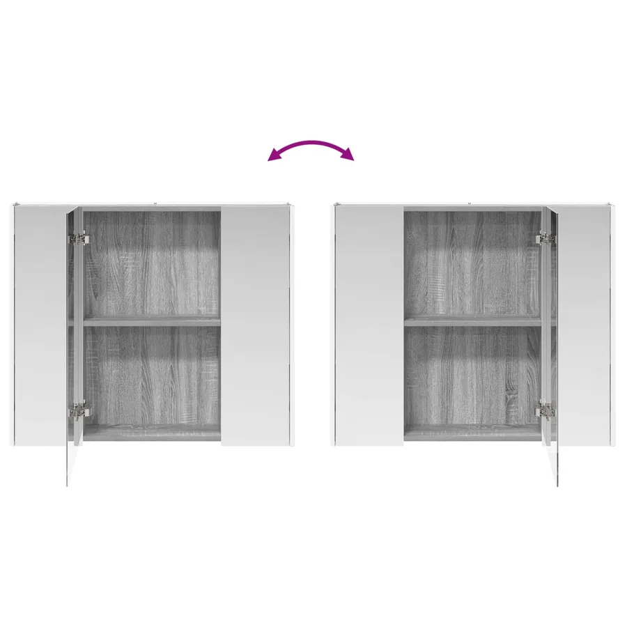 Armoire Miroir de Salle de Bain Gris Sonoma 83,5 x 15,5 x 70 cm - 12