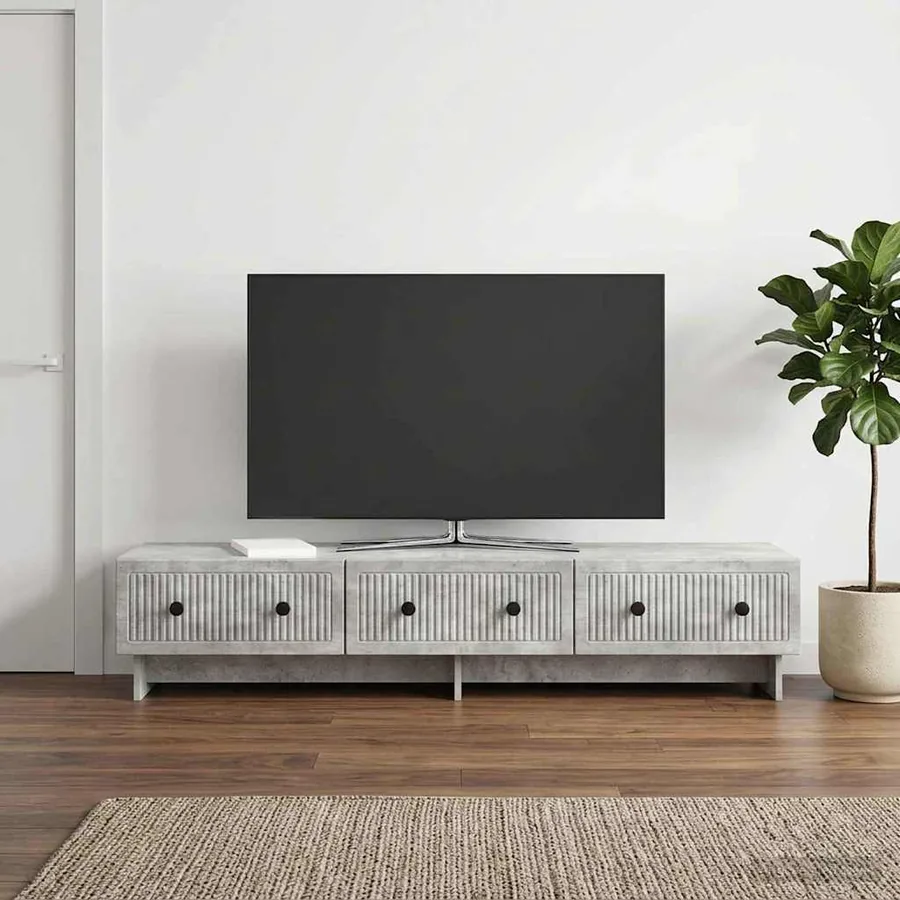 Meuble TV Gris béton 147 x 34,5 x 30 cm Bois d'ingénierie