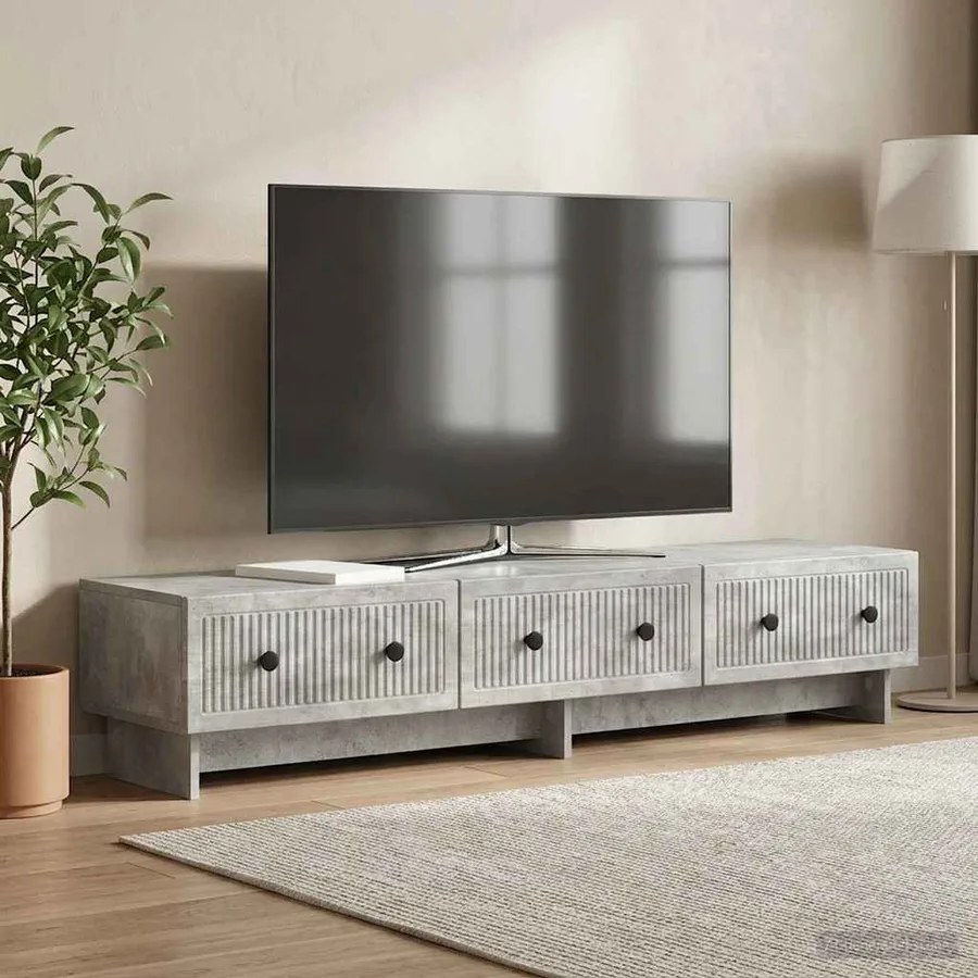 Meuble TV Gris béton 147 x 34,5 x 30 cm Bois d'ingénierie - 4