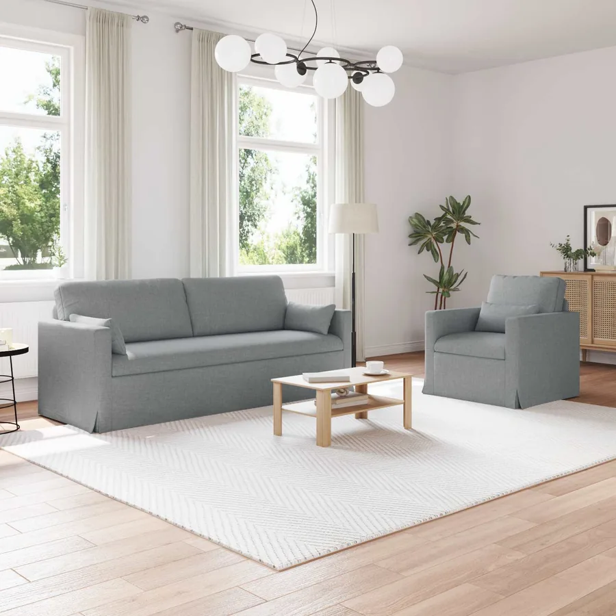 Ensemble de Canapés 2 pcs Gris clair 198 x 78 x 80 cm tissu