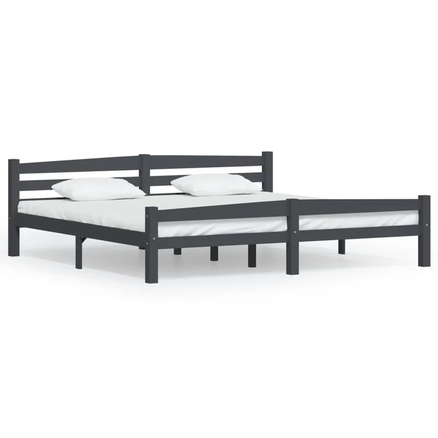 Cadre de lit sans matelas gris foncé pin massif 200x200 cm - 2