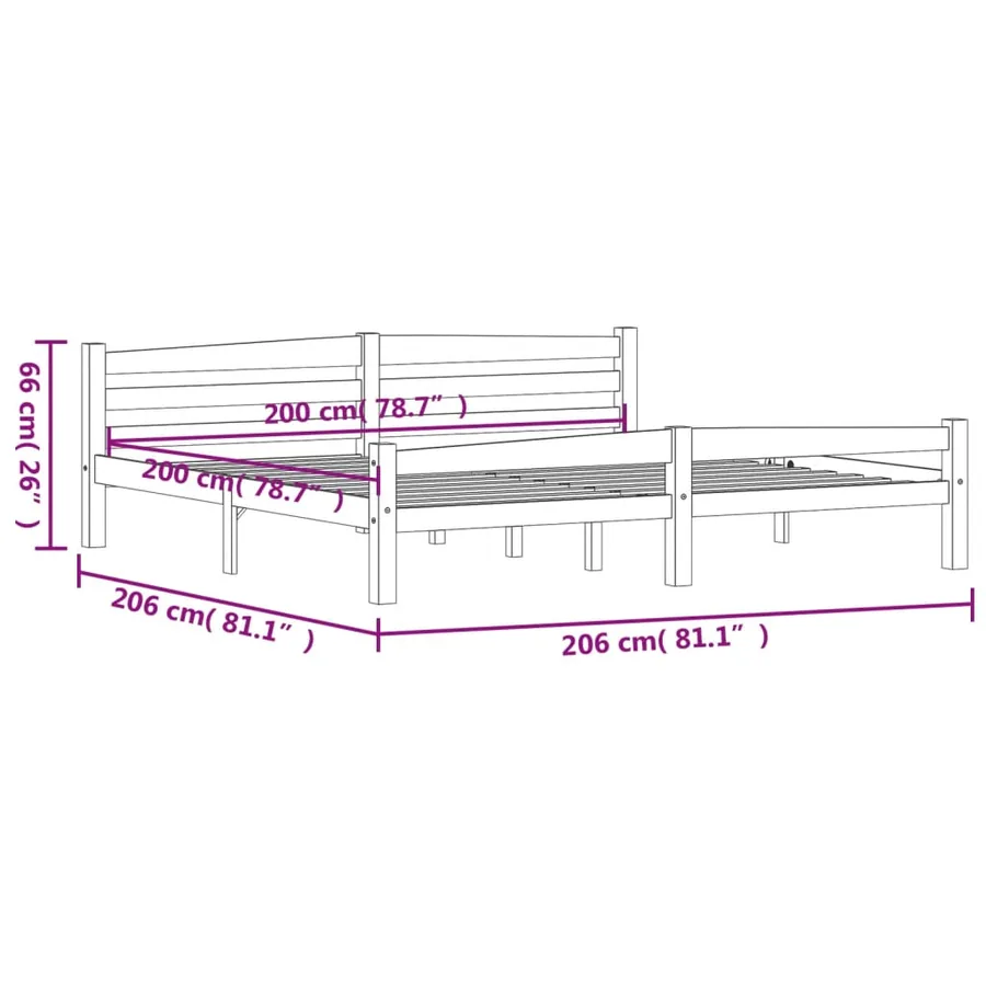 Cadre de lit sans matelas gris foncé pin massif 200x200 cm - 7