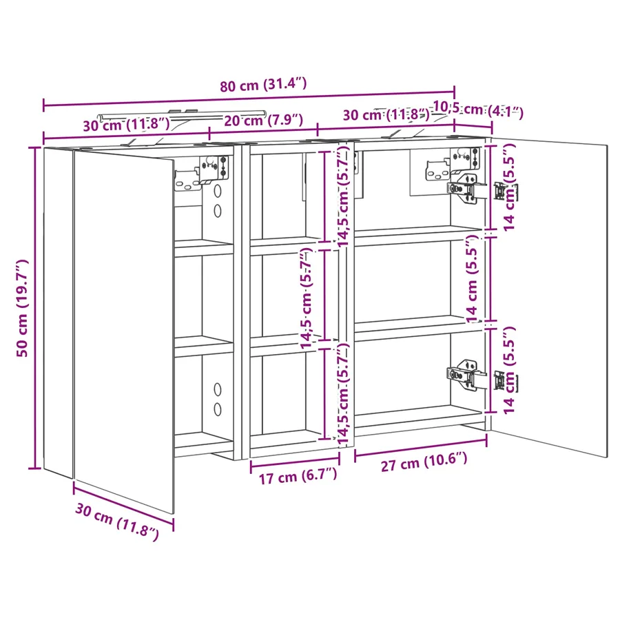 Ensemble de Meubles de Salle de Bain 3 pc 80 x 10,5 x 50 cm - 13