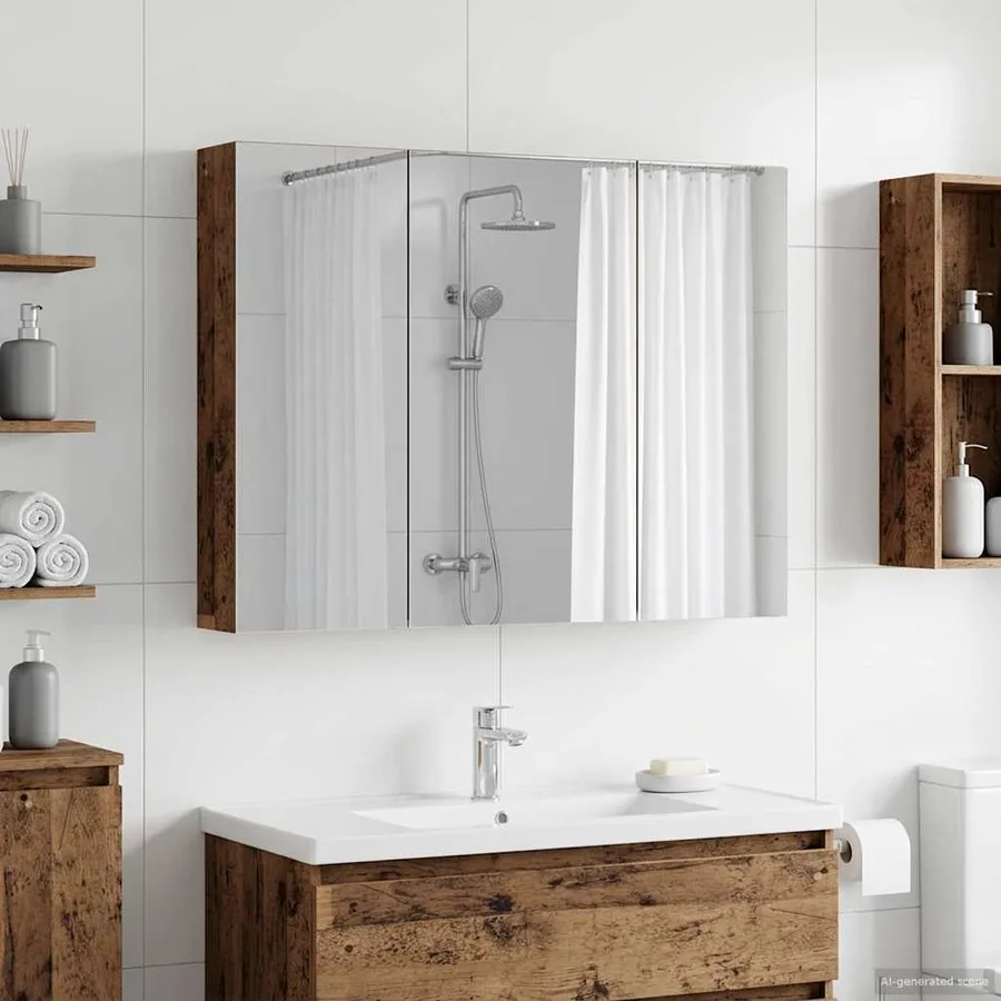 Armoire Miroir de Salle de Bain Bois ancien 100 x 14,5 x 70 cm - 4