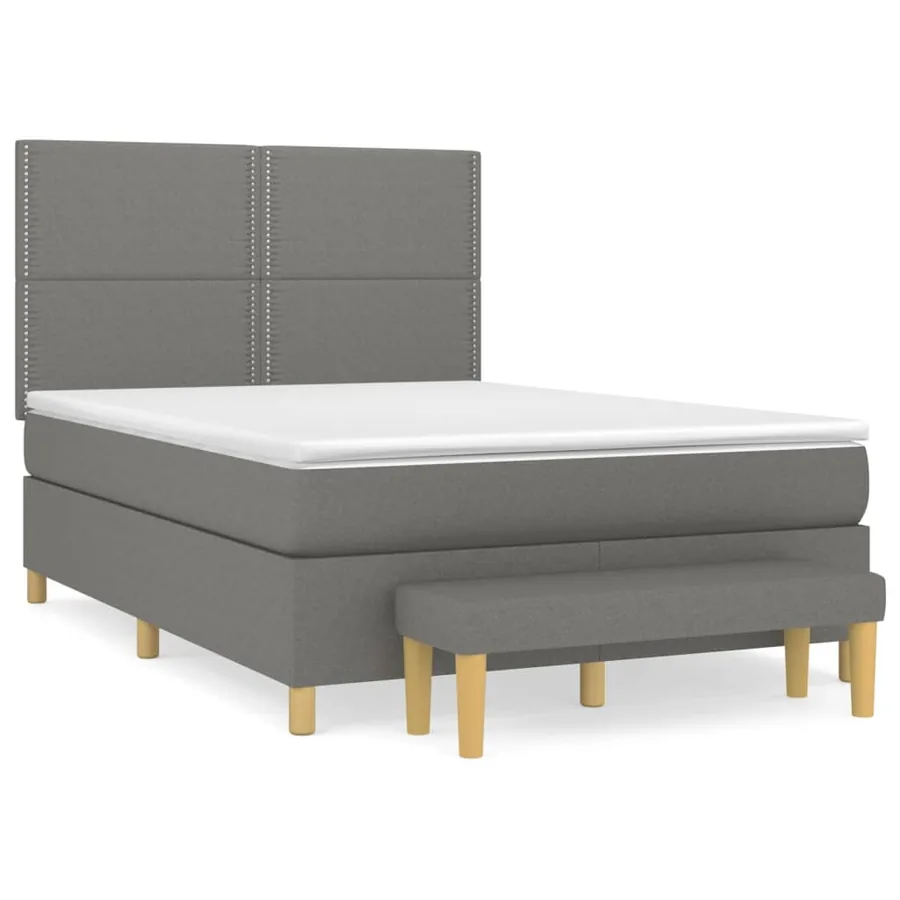 Sommier à lattes de lit avec matelas Gris foncé 140x200cm Tissu - 2