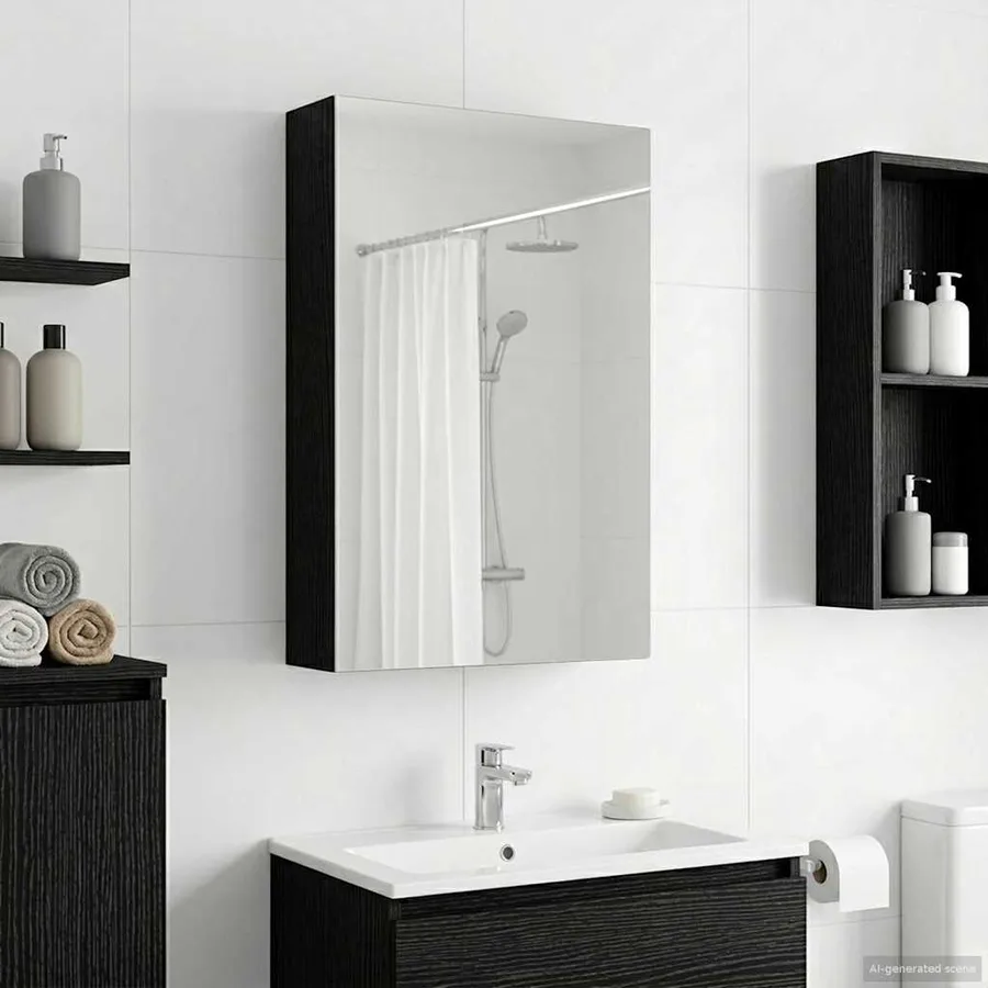 Armoire Miroir de Salle de Bain Chêne noir 30 x 10,5 x 50 cm - 4