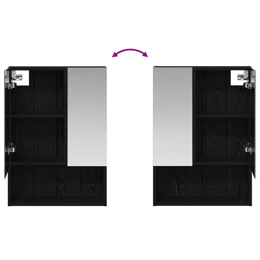 Armoire Miroir de Salle de Bain Chêne noir 50 x 14,5 x 70 cm - 10