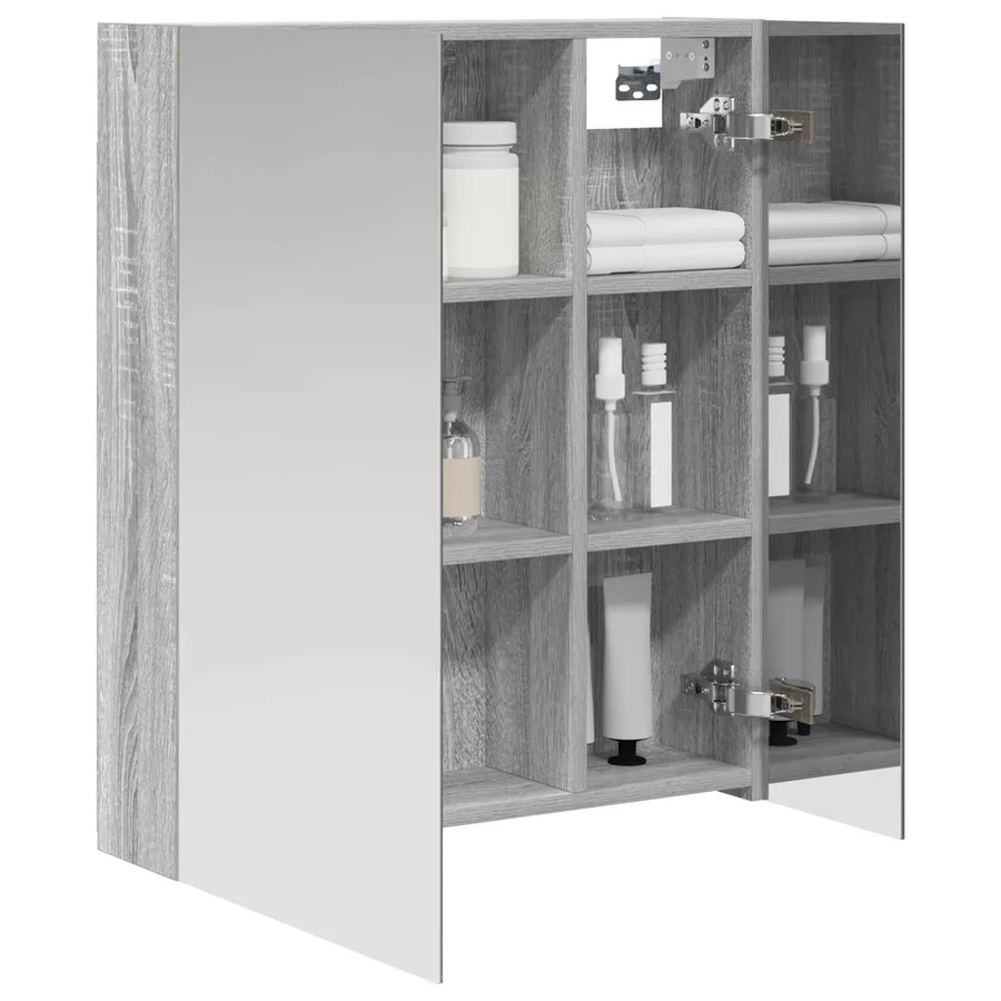 Armoire Miroir de Salle de Bain Gris Sonoma 60 x 14,5 x 70 cm - 3