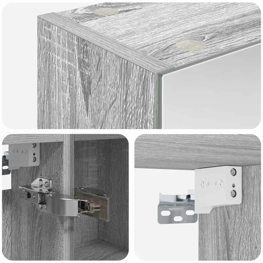Armoire Miroir de Salle de Bain Gris Sonoma 60 x 14,5 x 70 cm - 9