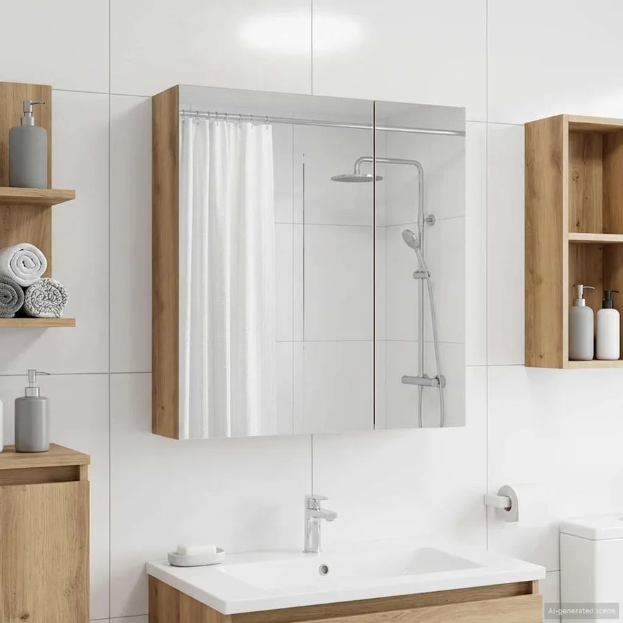 Armoire Miroir de Salle de Bain Chêne artisan 60 x 14,5 x 70 cm - 4