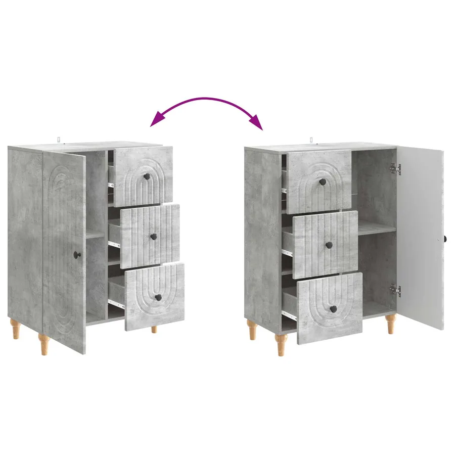 Buffet Gris béton 66 x 34,5 x 90 cm Bois d'ingénierie - 8