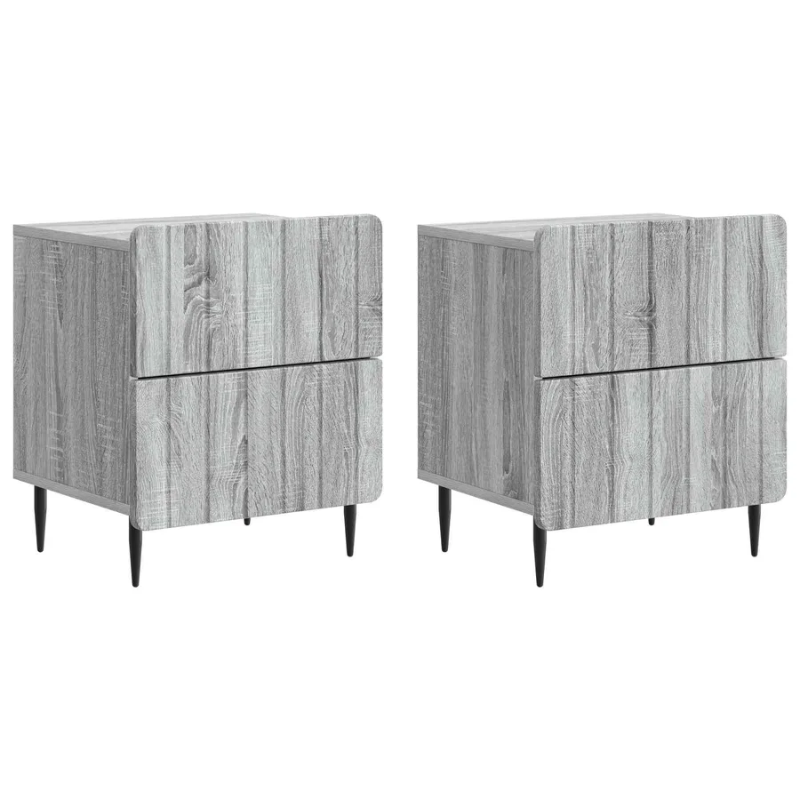 Cabinet de chevet 2 pcs Sonoma gris 43 x 34,5 x 49,5 cm - 2