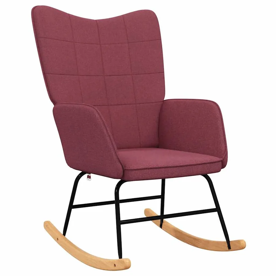 Chaise à bascule Rouge bordeaux Tissu - 2
