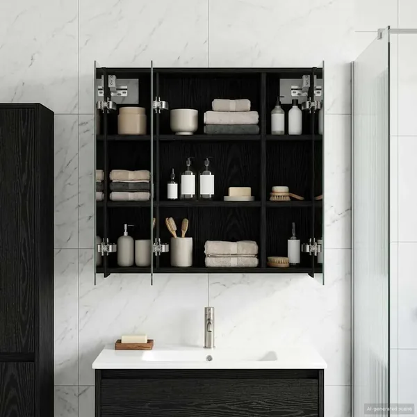 Armoire Miroir de Salle de Bain Chêne noir 63,5 x 16 x 62,5 cm