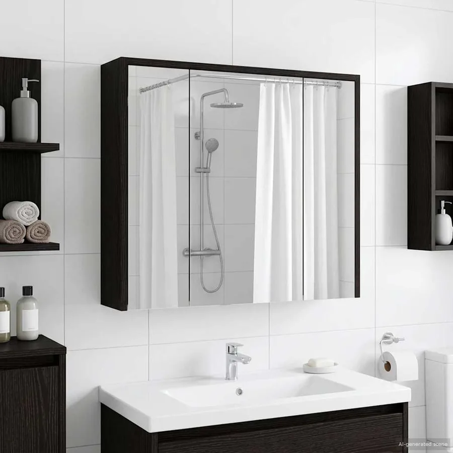 Armoire Miroir de Salle de Bain Chêne noir 63,5 x 16 x 62,5 cm - 4