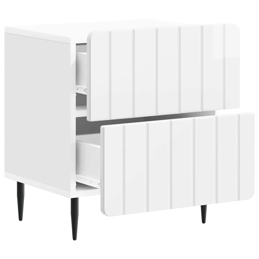 Cabinet de chevet Blanc brillant 43 x 34,5 x 49,5 cm - 4