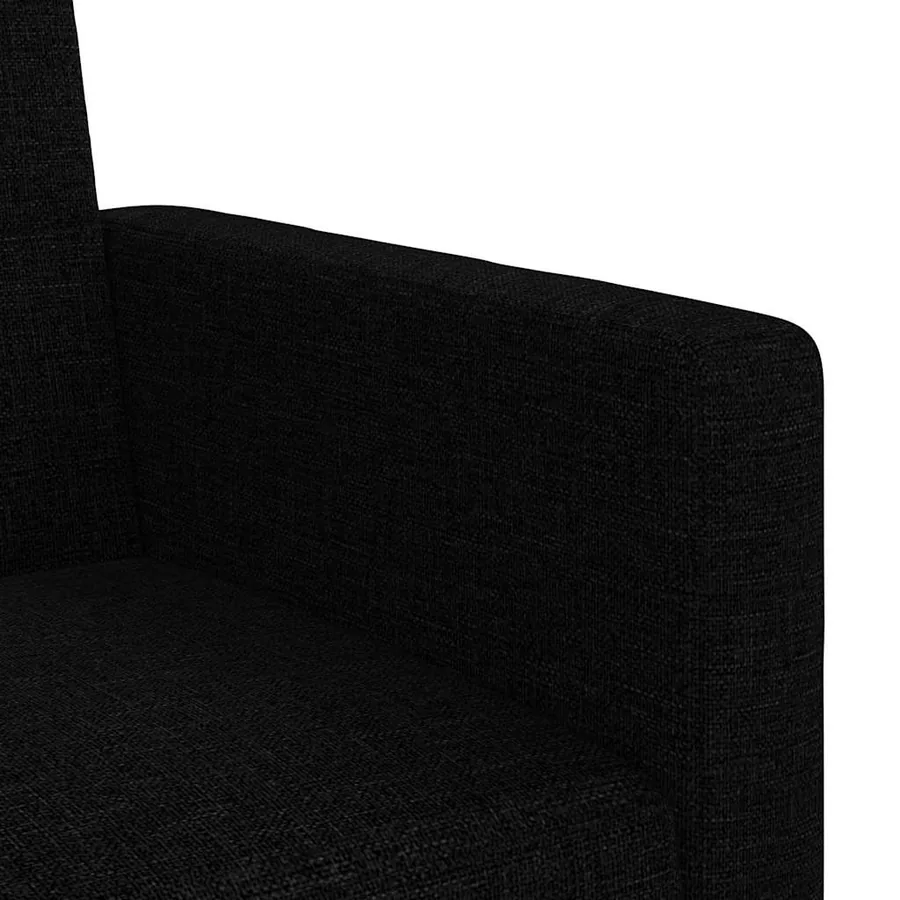 Canapé-lit avec coussins noir tissu - 10