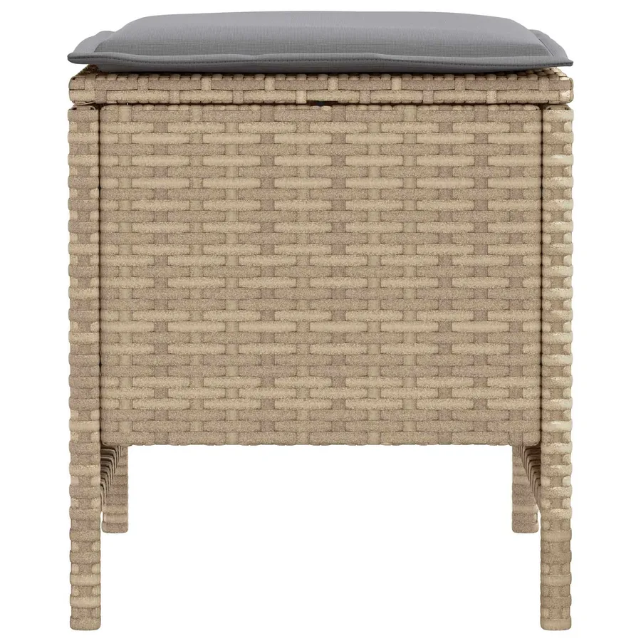 Pouf de Jardin 2 Pièce Beige et Gris clair 38 x 38 x 45 cm - 5
