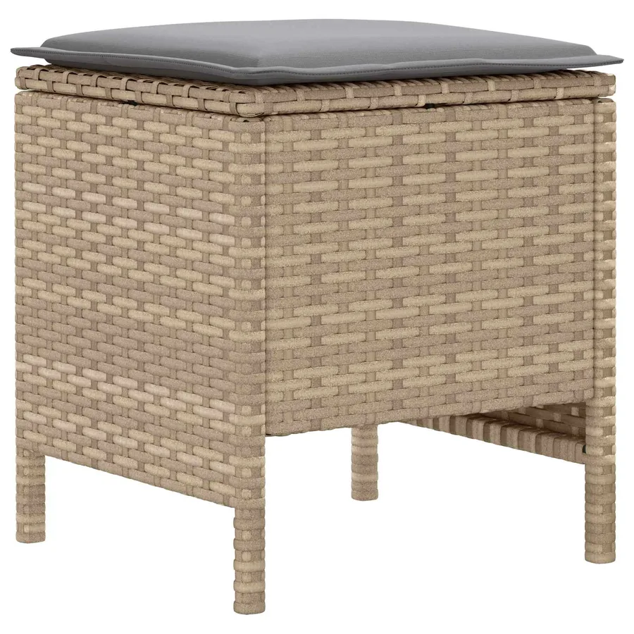 Pouf de Jardin 2 Pièce Beige et Gris clair 38 x 38 x 45 cm - 6