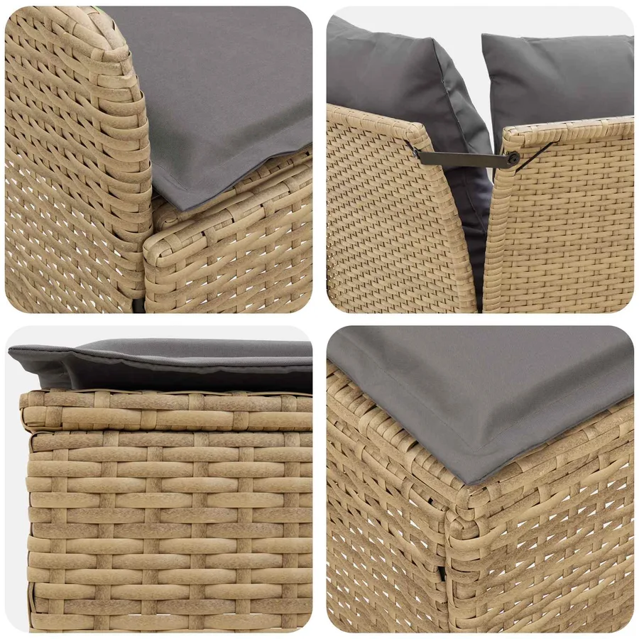 Ensembles de meubles 7 pcs Beige et Gris clair Rotin PE - 10